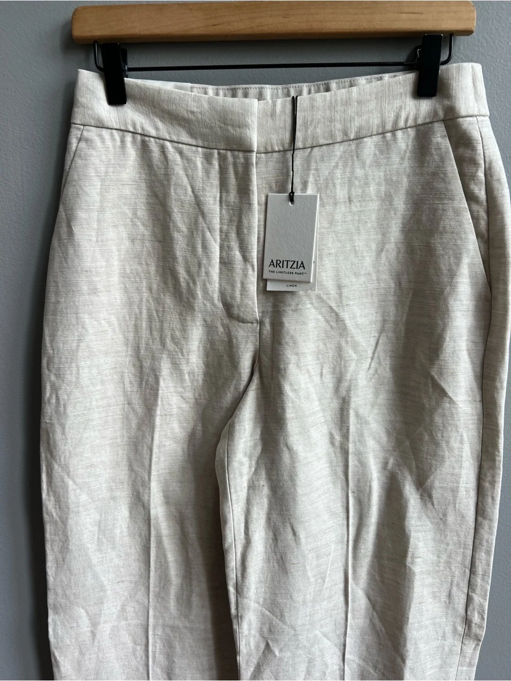 Aritzia The Limitless Pant Linen NWT Natural Ecru Wide Leg Size 6
